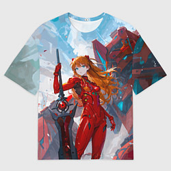 Мужская футболка оверсайз Аска Еванеглион