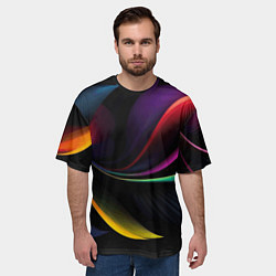 Футболка оверсайз мужская Ночная абстракция из разноцветных лучей, цвет: 3D-принт — фото 2