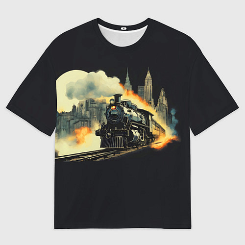 Мужская футболка оверсайз Поезд путешествие / 3D-принт – фото 1