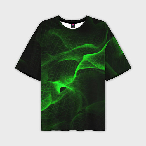 Мужская футболка оверсайз Зеленый абстрактный дым / 3D-принт – фото 1