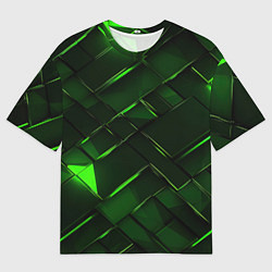Футболка оверсайз мужская Зеленые элементы абстракция, цвет: 3D-принт