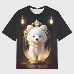 Мужская футболка оверсайз Белый медвежонок с фонариками