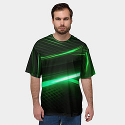 Футболка оверсайз мужская Зеленый неоновый свет, цвет: 3D-принт — фото 2