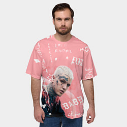 Футболка оверсайз мужская Lil Peep тату розовый, цвет: 3D-принт — фото 2