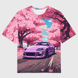 Мужская футболка оверсайз Тойота супра и сакура
