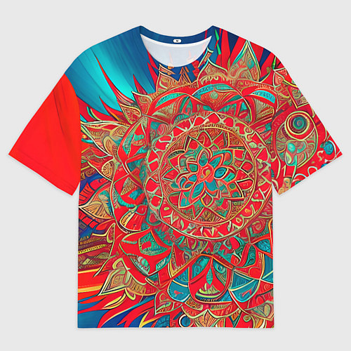 Мужская футболка оверсайз Узор подсолнух / 3D-принт – фото 1