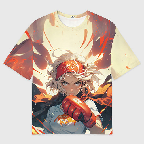 Мужская футболка оверсайз Девушка-боец / 3D-принт – фото 1