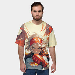 Футболка оверсайз мужская Девушка-боец, цвет: 3D-принт — фото 2