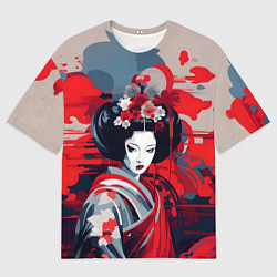 Мужская футболка оверсайз Geisha vector style