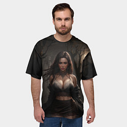Футболка оверсайз мужская Девушка в ночном лесу, цвет: 3D-принт — фото 2
