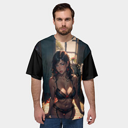 Футболка оверсайз мужская Аниме девушка в нижнем белье, цвет: 3D-принт — фото 2