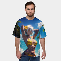 Футболка оверсайз мужская Девушка в желтом купальнике, цвет: 3D-принт — фото 2