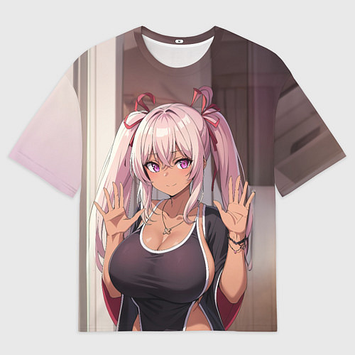 Мужская футболка оверсайз Милая аниме блондинка / 3D-принт – фото 1