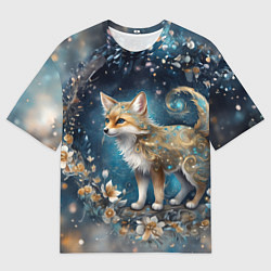 Футболка оверсайз мужская Абстрактный лисенок с золотистой шёрсткой, цвет: 3D-принт