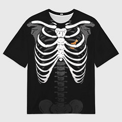 Мужская футболка оверсайз Скелет: ребра и куриная ножка