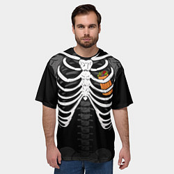 Футболка оверсайз мужская Скелет: ребра с шаурмой, цвет: 3D-принт — фото 2