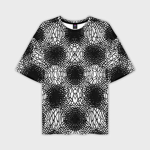 Мужская футболка оверсайз Симметричная черно-белая паутина / 3D-принт – фото 1