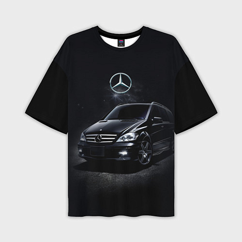 Мужская футболка оверсайз Mercedes black / 3D-принт – фото 1