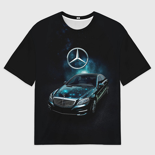 Мужская футболка оверсайз Mercedes Benz dark style / 3D-принт – фото 1