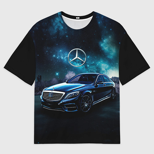Мужская футболка оверсайз Синий мерседес / 3D-принт – фото 1