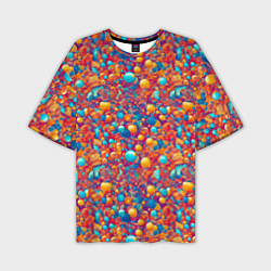 Мужская футболка оверсайз Разноцветные пузырики узор