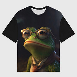 Мужская футболка оверсайз Лягушка Пепе в очках