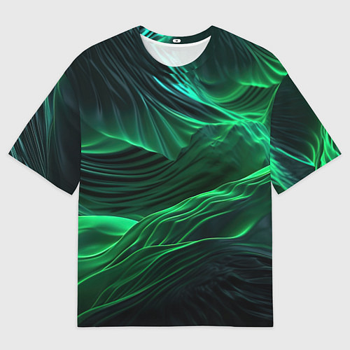 Мужская футболка оверсайз Зеленая абстракция / 3D-принт – фото 1