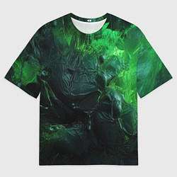 Мужская футболка оверсайз Зеленая объемная текстура