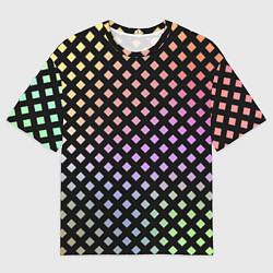 Мужская футболка оверсайз Цветной под сеткой имитация