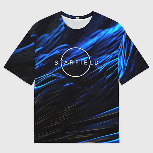 Мужская футболка оверсайз Starfield logo blue background / 3D-принт – фото 1
