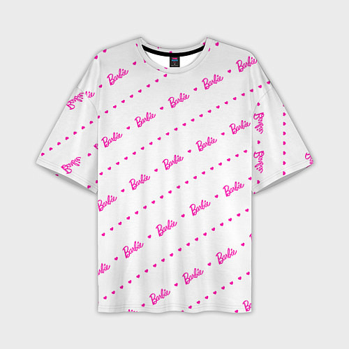 Мужская футболка оверсайз Барби паттерн - логотип и сердечки / 3D-принт – фото 1