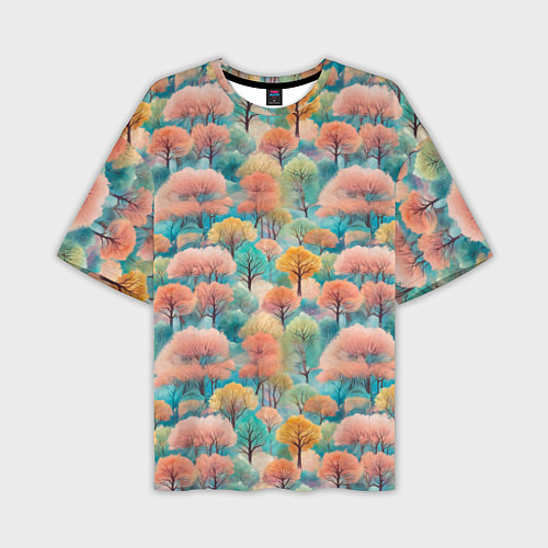 Мужская футболка оверсайз Деревья разноцветные узор / 3D-принт – фото 1