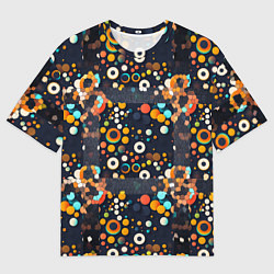 Футболка оверсайз мужская Разноцветные круги и кольца, цвет: 3D-принт