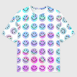 Футболка оверсайз мужская Smiley holographic, цвет: 3D-принт