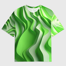 Мужская футболка оверсайз Зеленые объемные полосы