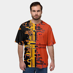 Футболка оверсайз мужская Кибер-глитч красный, цвет: 3D-принт — фото 2