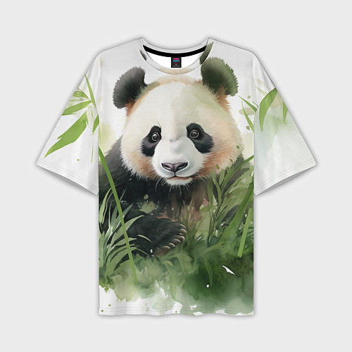 Мужская футболка оверсайз Панда акварель / 3D-принт – фото 1