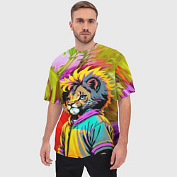 Футболка оверсайз мужская Funny lion cub - pop art, цвет: 3D-принт — фото 2