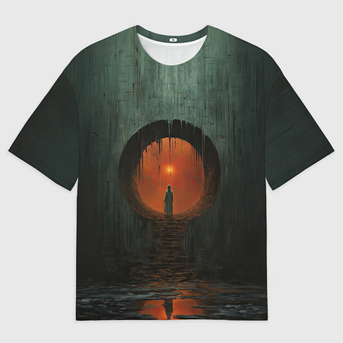 Мужская футболка оверсайз Подземный храм / 3D-принт – фото 1