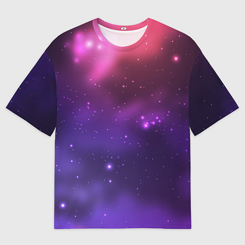 Мужская футболка оверсайз Разноцветный космос - неоновое свечение / 3D-принт – фото 1