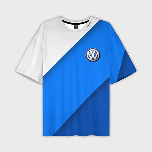 Мужская футболка оверсайз Volkswagen - голубые линии / 3D-принт – фото 1