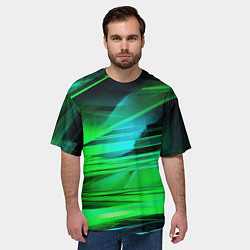 Футболка оверсайз мужская Green light background, цвет: 3D-принт — фото 2