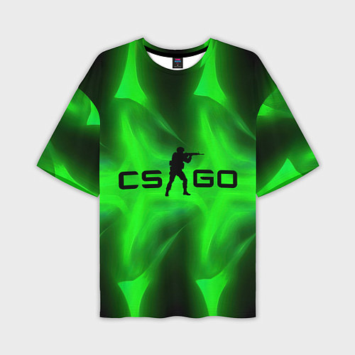 Мужская футболка оверсайз CSGO green logo / 3D-принт – фото 1