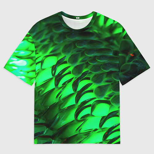 Мужская футболка оверсайз Зеленая объемная текстура / 3D-принт – фото 1