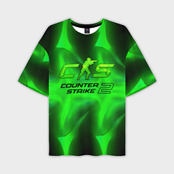 Футболка оверсайз мужская Counter strike 2 green logo, цвет: 3D-принт
