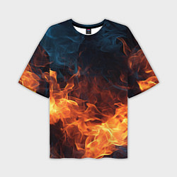 Футболка оверсайз мужская Fire black background, цвет: 3D-принт