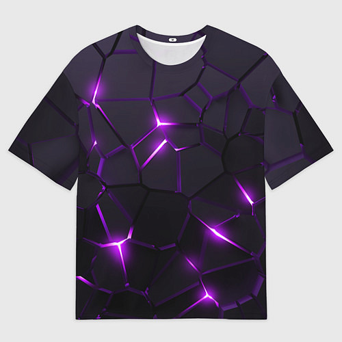 Мужская футболка оверсайз Неоновые плиты с фиолетовым свечением / 3D-принт – фото 1