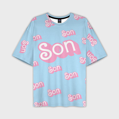 Мужская футболка оверсайз Сын - в стиле Барби: паттерн голубой / 3D-принт – фото 1
