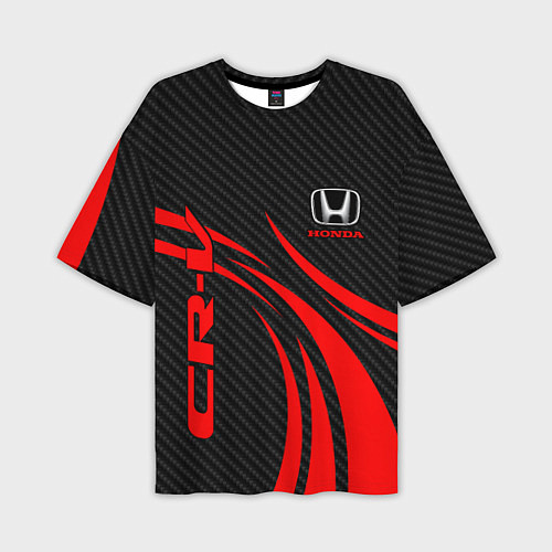 Мужская футболка оверсайз Honda CR-V - красный и карбон / 3D-принт – фото 1