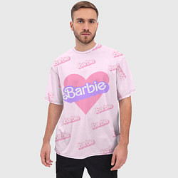 Футболка оверсайз мужская Барби и розовое сердце: паттерн, цвет: 3D-принт — фото 2